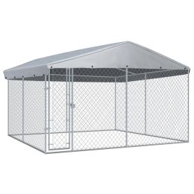 Outdoor Dog Kennel with Roof 150.4"x150.4"x88.6"