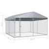 Outdoor Dog Kennel with Roof 150.4"x150.4"x88.6"