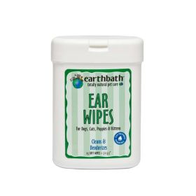 Earthbath Ear Wipes with Witch Hazel for Dogs; Cats; Puppies; and Kittens; Fragrance Free 25ct