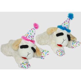 Multipet Lamb Chop w-Birthday Hat Dog Toy 10.5in