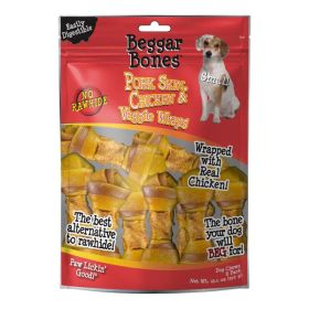 Savory Prime Beggar Bones Pork Skin; Chicken and Veggie Wraps Dog Treats 13.1 oz 8 Pack