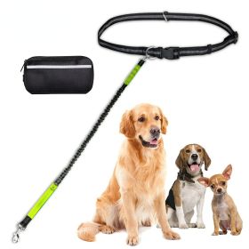 Hands Free Dog Leash with Zipper Pouch; Dual Padded Handles and Durable Bungee for Walking; Jogging and Running Your Dog (colour: Green suit)