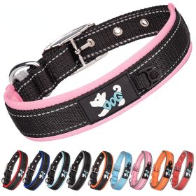 Pet dog collar; diving cloth reflective nylon collar; medium and large dog collar (colour: Color ribbon)