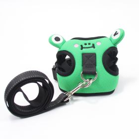 dog harness set; with leas frog leash pet mesh breathable small dog chest back retractable dog leash pet harness (colour: Calf+traction rope)