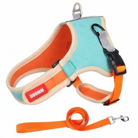 dog Harnesses and dog leash set; Suede Pet Chest Strap Saddle Vest Style Dog Chest Back Reflective Dog Strap Dog Rope Wholesale (colour: green)