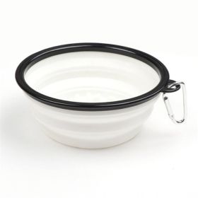 Portable Pet Feeder Travel Foldable Pet Dog Bowl Silicone Collapsible Slow 350ml/1000ml Feeding Bowl (Color: White)
