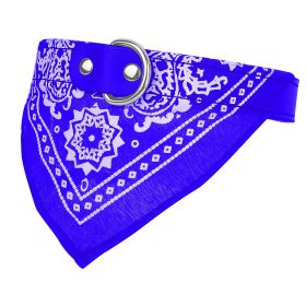 Adjustable Bandana Leather Pet Collar Triangle Scarf (Color: Blue)